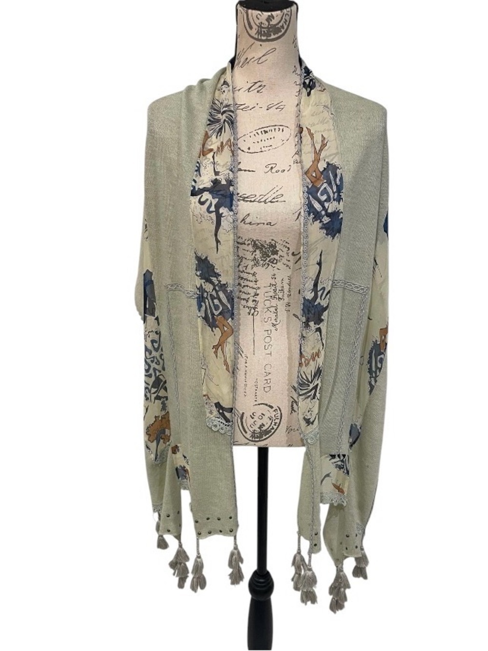 Manyus BohoAbstract Artsy Tassel Poncho Wrap Shawl